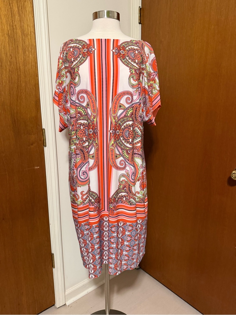 Studio One Orange and White Paisley Midi Dress